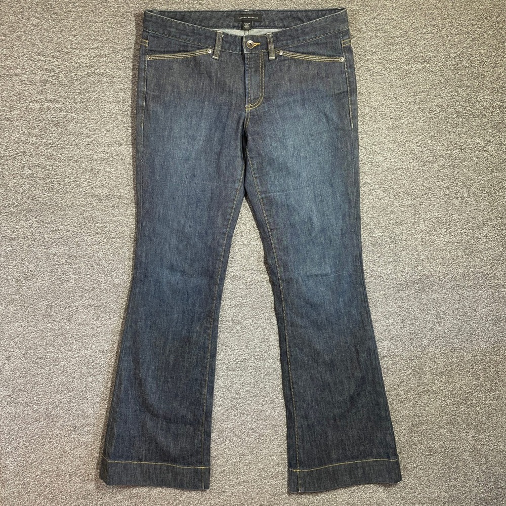 Banana Republic Jeans Women 6S Dark Wash Flare Leg Stretch Denim Blue Indigo